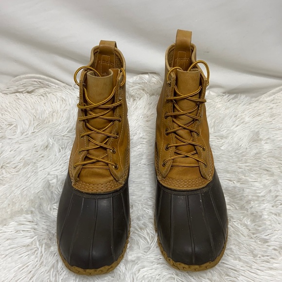 Bean By LL Bean Mens Waterproof Leather Duck Boots Tan Brown Size 9 M. - Picture 1 of 7